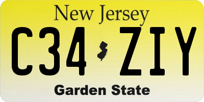 NJ license plate C34ZIY