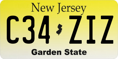 NJ license plate C34ZIZ