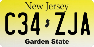 NJ license plate C34ZJA