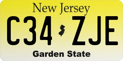 NJ license plate C34ZJE