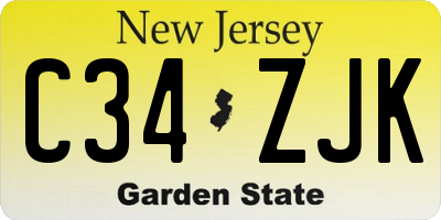 NJ license plate C34ZJK