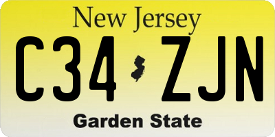 NJ license plate C34ZJN