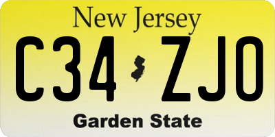 NJ license plate C34ZJO