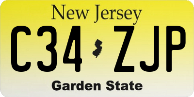 NJ license plate C34ZJP