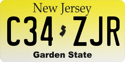 NJ license plate C34ZJR
