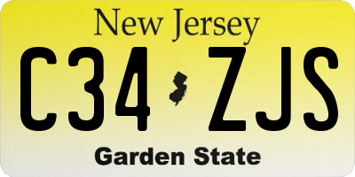 NJ license plate C34ZJS