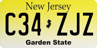 NJ license plate C34ZJZ