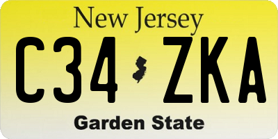 NJ license plate C34ZKA