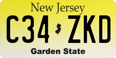 NJ license plate C34ZKD
