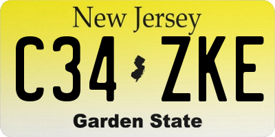 NJ license plate C34ZKE
