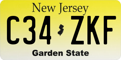 NJ license plate C34ZKF