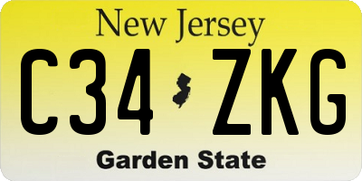 NJ license plate C34ZKG
