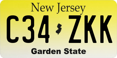 NJ license plate C34ZKK