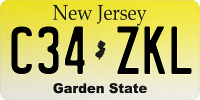 NJ license plate C34ZKL