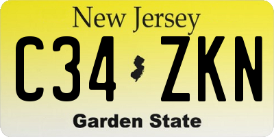 NJ license plate C34ZKN
