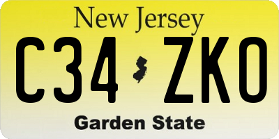 NJ license plate C34ZKO