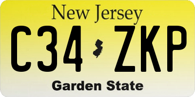 NJ license plate C34ZKP