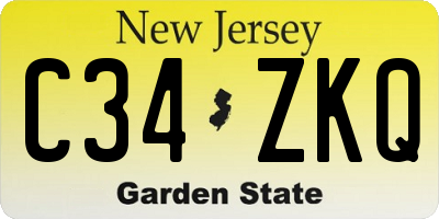 NJ license plate C34ZKQ