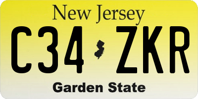 NJ license plate C34ZKR