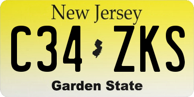 NJ license plate C34ZKS