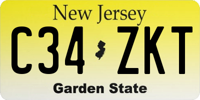 NJ license plate C34ZKT