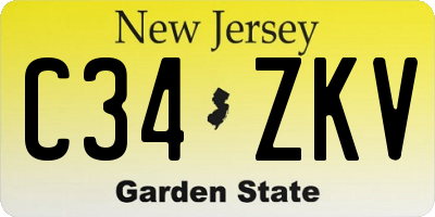 NJ license plate C34ZKV