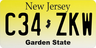 NJ license plate C34ZKW