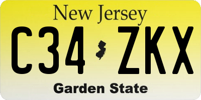 NJ license plate C34ZKX
