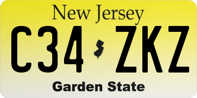 NJ license plate C34ZKZ