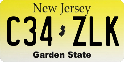 NJ license plate C34ZLK