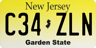 NJ license plate C34ZLN