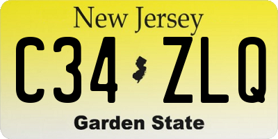 NJ license plate C34ZLQ