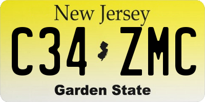 NJ license plate C34ZMC