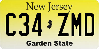 NJ license plate C34ZMD