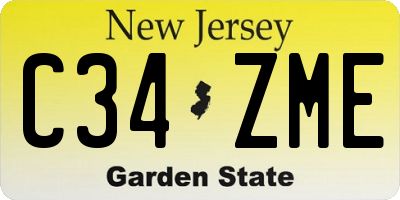 NJ license plate C34ZME
