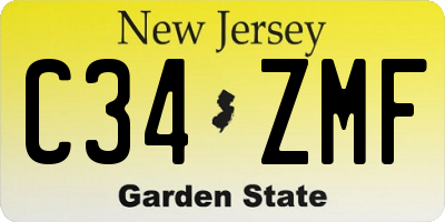 NJ license plate C34ZMF