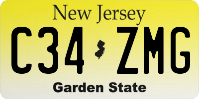 NJ license plate C34ZMG