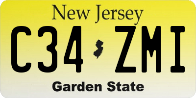 NJ license plate C34ZMI