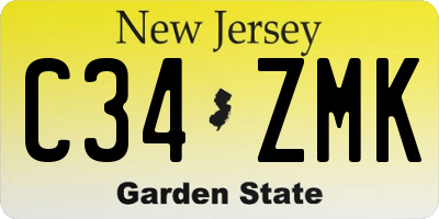 NJ license plate C34ZMK