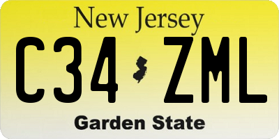 NJ license plate C34ZML