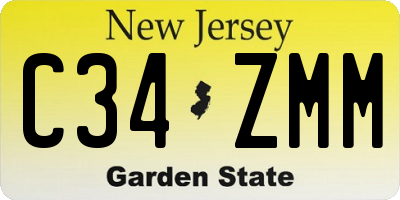NJ license plate C34ZMM