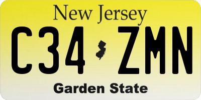 NJ license plate C34ZMN