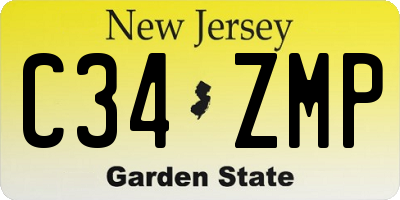 NJ license plate C34ZMP