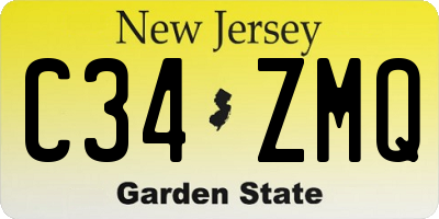 NJ license plate C34ZMQ
