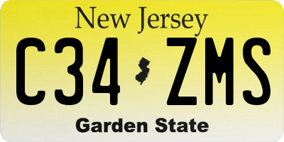 NJ license plate C34ZMS