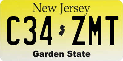 NJ license plate C34ZMT