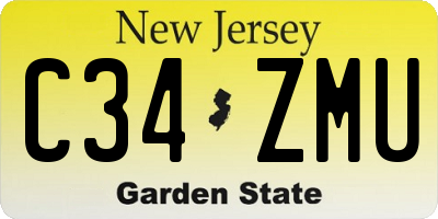 NJ license plate C34ZMU