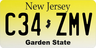 NJ license plate C34ZMV