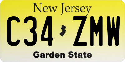 NJ license plate C34ZMW
