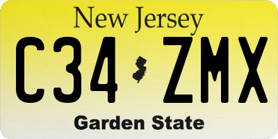 NJ license plate C34ZMX